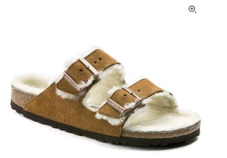 Birkenstock Womens Arizona Shearling Sandals In Mink