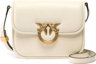 Pinko Love Box Bag FL Mini Nappa - Dames - Schoudertassen - Wit - ONE Size - Katoen - Tassen