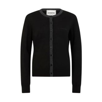 Iceberg Cardigan in lana merino extra-fine - - Knitwear - Donna - Nero - XS