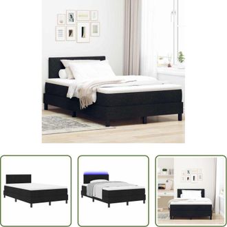 vidaXL vidaXL Testata regolabile - Letto a molle con materasso con led Nero 120 x 190 cm Tessuto