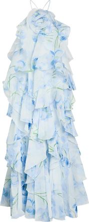Aje Aje Pandorea Ruffled Chiffon Maxi Dress - Blue - 12 (UK12 / M)