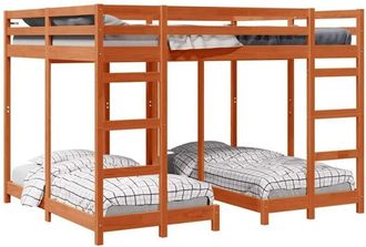 vidaXL Triple Bunk Bed Frame Wax brown 160 x 200 cm Solid Pine Wood vidaXL