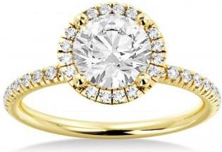 Allurez Lab Grown Diamond Halo Engagement Ring 14k Yellow Gold (0.28ct)