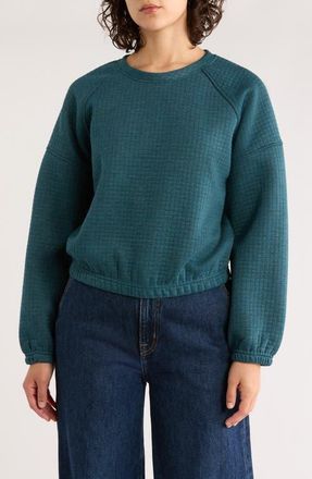 Marine Layer Corbet Quilted Crewneck Sweatshirt in Dark Teal Heather at Nordstrom, Size X-Small