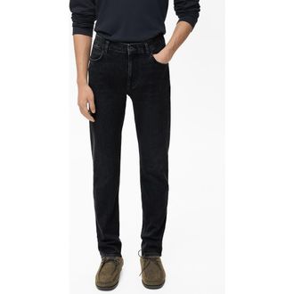 Mango Patrick Ultrasoft Touch Slim Fit Jeans in Black Denim at Nordstrom, Size 32