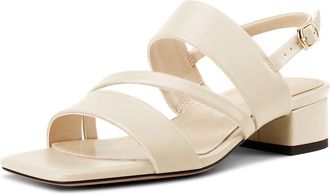 Castamere Womens Slingback Low Chunky Block Heel Peep Open Square Toe Dress Sandals Casual Office Summer Shoes 3.5 CM Heels Beige 6.5 UK