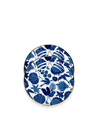 La DoubleJ Dessert Plates Set Of 2 in Wildbird Blue/bianco Blue at Nordstrom
