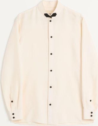 Valentino Camicia In Shantung Di Seta Con Alamaro Uomo PANNA 38