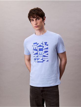 Calvin Klein Jeans Calvin Klein Mens Lateral Logo Graphic Classic T-Shirt - Blue - 2XL