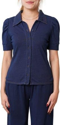 Cyrus Puff Sleeve Button-Up Shirt in Dark Wash at Nordstrom Rack, Size X-Large