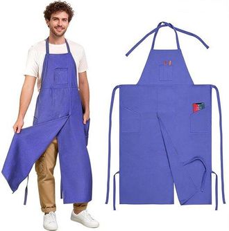 OEM Delantal De Lona, 76113 Cm, Impermeable, Barbacoa, Cer&aacute;mica Y Otras Actividades, Delantal Ajustable Con Abertura En Las Piernas Y 3 Bolsillos