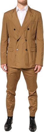 Dolce & Gabbana Mens Brown Taormina Double-Breasted 2 Piece Suit
