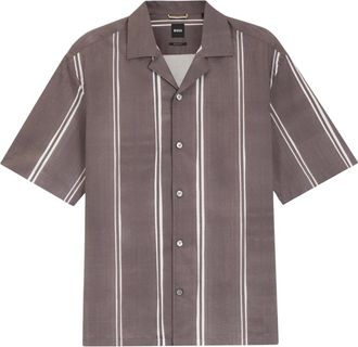 HUGO BOSS C-Lars-Camp-262 Relaxed Fit Shirt - Heren - Korte mouwen Overhemden - Paars - S - Katoen - Overhemden