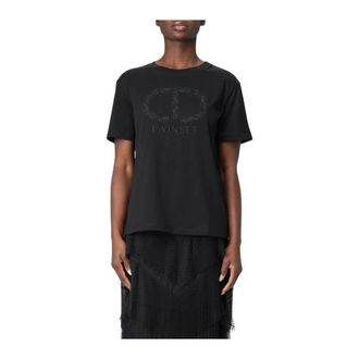 Twinset T-Shirts, female, Black, XS, Black Logo Tee for Women