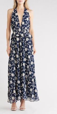 Ramy Brook Lily Genevieve Maxi Halter Dress in Spring Navy Lily at Nordstrom Rack, Size Medium