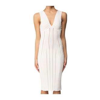 Elisabetta Franchi Knitted Dresses, female, White, Size: S Knit Openwork Dress