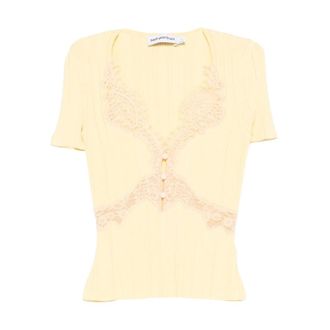 Self Portrait V-neck Knitwear, female, Yellow, Size: M V-neck Knitwear