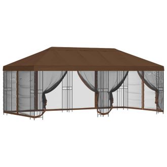 vidaXL Gazebo Con Paredes Laterales 6 X 3 M Marr&oacute;n Poli&eacute;ster Y Acero Vidaxl