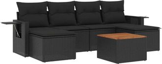 vidaXL Vidaxl - Set De Comedor De Jard&iacute;n 7 Pzas Y Cojines Rat&aacute;n Sint&eacute;tico Negro