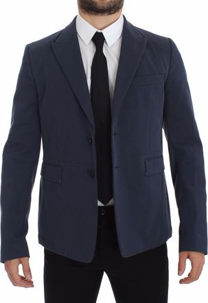 Dolce & Gabbana Mens Blue Cotton Stretch Casual Blazer Clothing