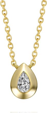 Genevive 14K Over Silver Cz Pendant Necklace