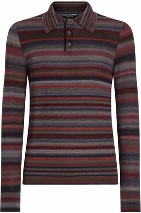 Dolce & Gabbana Multicolor Striped Long-Sleeve Wool Polo