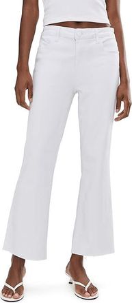 Kut from the Kloth Petite Kelsey High-Rise Ankle Flare with Raw Hem Womens Jeans Optic White : 10P 25.5, Cotton/Spandex
