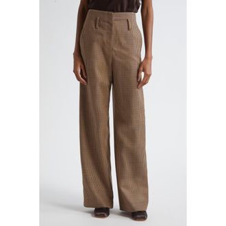 A.L.C. Liam Houndstooth Wide Leg Wool Pants in Tan Multi at Nordstrom Rack, Size 10