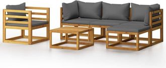 vidaXL Vidaxl - Muebles De Jard&iacute;n 6 Pzas Cojines Madera Maciza De Acacia