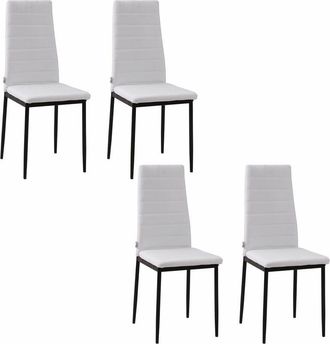 HOMCOM Homcom - Pack De 4 Sillas De Comedor Tapizadas En Lino Sillas De Cocina Modernas Con Respaldo Alto Y Patas De Metal Carga 120 Kg Para Sal&oacute;n 41x50x97 C