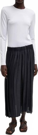 Tibi Feather Weight Pleated Pull On Skirt In Black