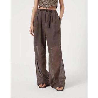 Brunello Cucinelli Brown Wide Leg Trousers, Brand Size 44 (US Size 10)