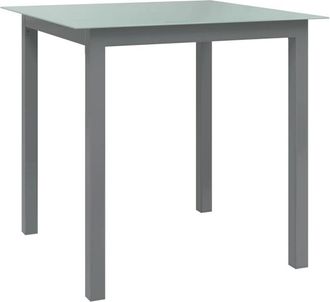 vidaXL Mesa de jardín de aluminio y vidrio gris claro 80x80x74 cm Vidaxl