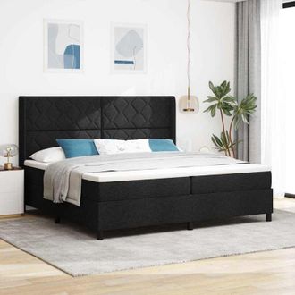 vidaXL Cama Box Spring Led Con Cabecera Negro 200 X 200 Cm Tela Vidaxl