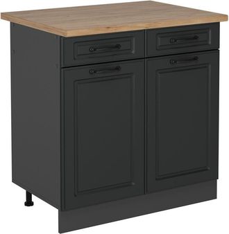 Vicco Mueble Bajo De Cocina R-line, Antracita Casa De Campo, 80 Cm, Et Roble