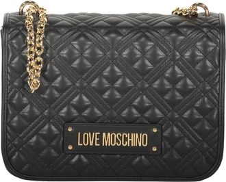 Love Moschino Gewatteerde Schoudertas met Logo - Dames - Schoudertassen - Zwart - ONE Size - Polyester - Tassen