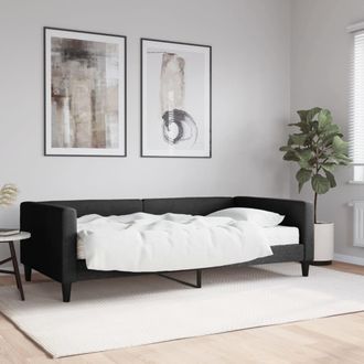 vidaXL Sof&aacute; Cama Con Colch&oacute;n Tela Negro 100x200 Cm Vidaxl