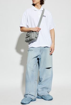 Balenciaga Polo With Embroidered Logo, Mens, White