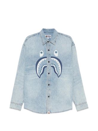 A Bathing Ape Shark Light Denim ls Shirt m