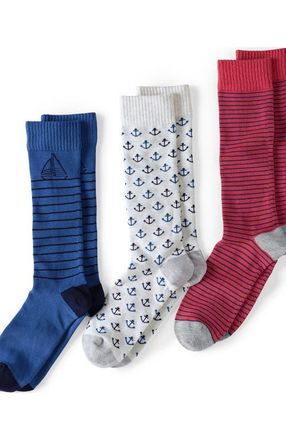 Lands End Novelty Dress Socks 3 Pack in Mariner Pack at Nordstrom