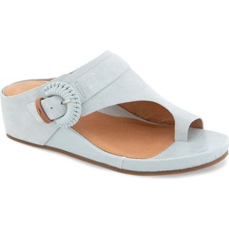 Gentle Souls Galina Toe Loop Wedge Sandal in Ballad Blue Suede at Nordstrom, Size 9.5