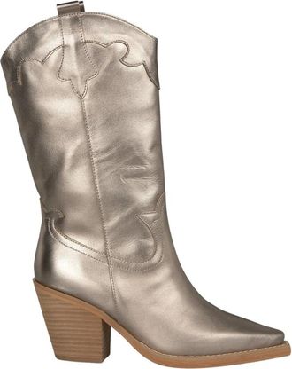 Alma En Pena Alma EN Pena, Schoenen, Dames, Geel, 39 EU, Geborduurde laars met hak