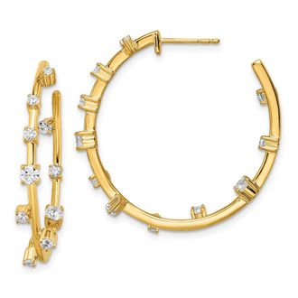 Diamond2Deal 14k Yellow Gold 1 ct Lab Grown Diamond Hoop Earrings VS Clarity, D-E Color