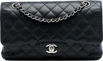 Chanel 2009-2010 medium Classic Caviar Double Flap schoudertas - Zwart