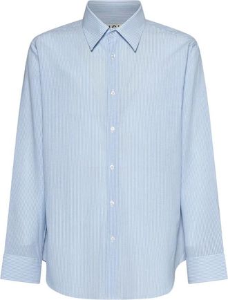 John Richmond Gestreept Overhemd - Heren - Casual Overhemden - Blauw - XL - Overhemden