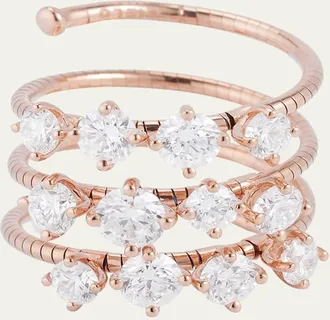 Mattia Cielo 18K Rose Gold 3 Wrap Ring with Prong Set Diamonds