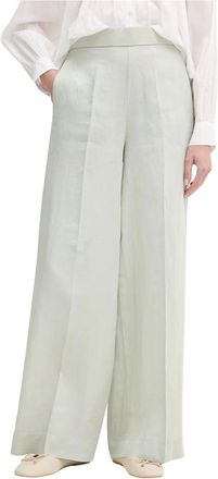 Benetton Broeken, Dames, Groen, M, Linnen, Wijde broek