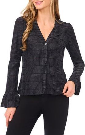 CeCe by Cynthia Steffe Metallic Rib Cardigan in Rich Black at Nordstrom Rack, Size Xx-Large