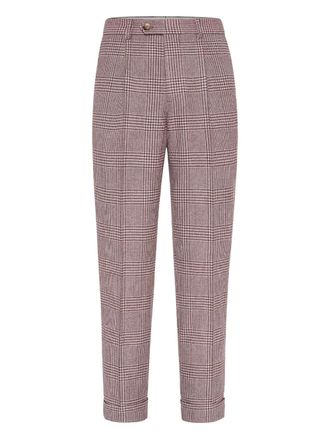 Brunello Cucinelli pleated cotton-cashmere blend trousers - Purple