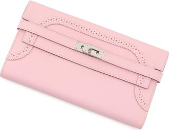 Herm&egrave;s Kelly Rose Sakura Swift Leather Long Wallet (Bi-Fold) (Pre-Owned)